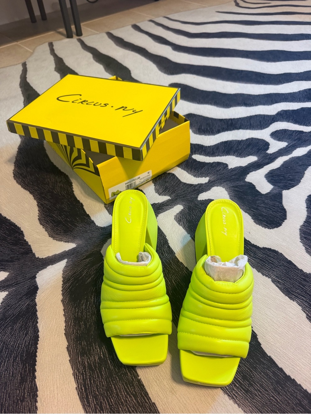 Circus by Sam Edelman Neon Yellow Padded Slide Mules